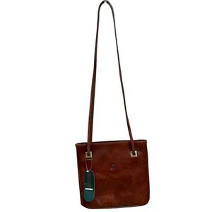 NWT Guidi Full Grain Leather Shoulder or Crossbody Bag Cognac Brown